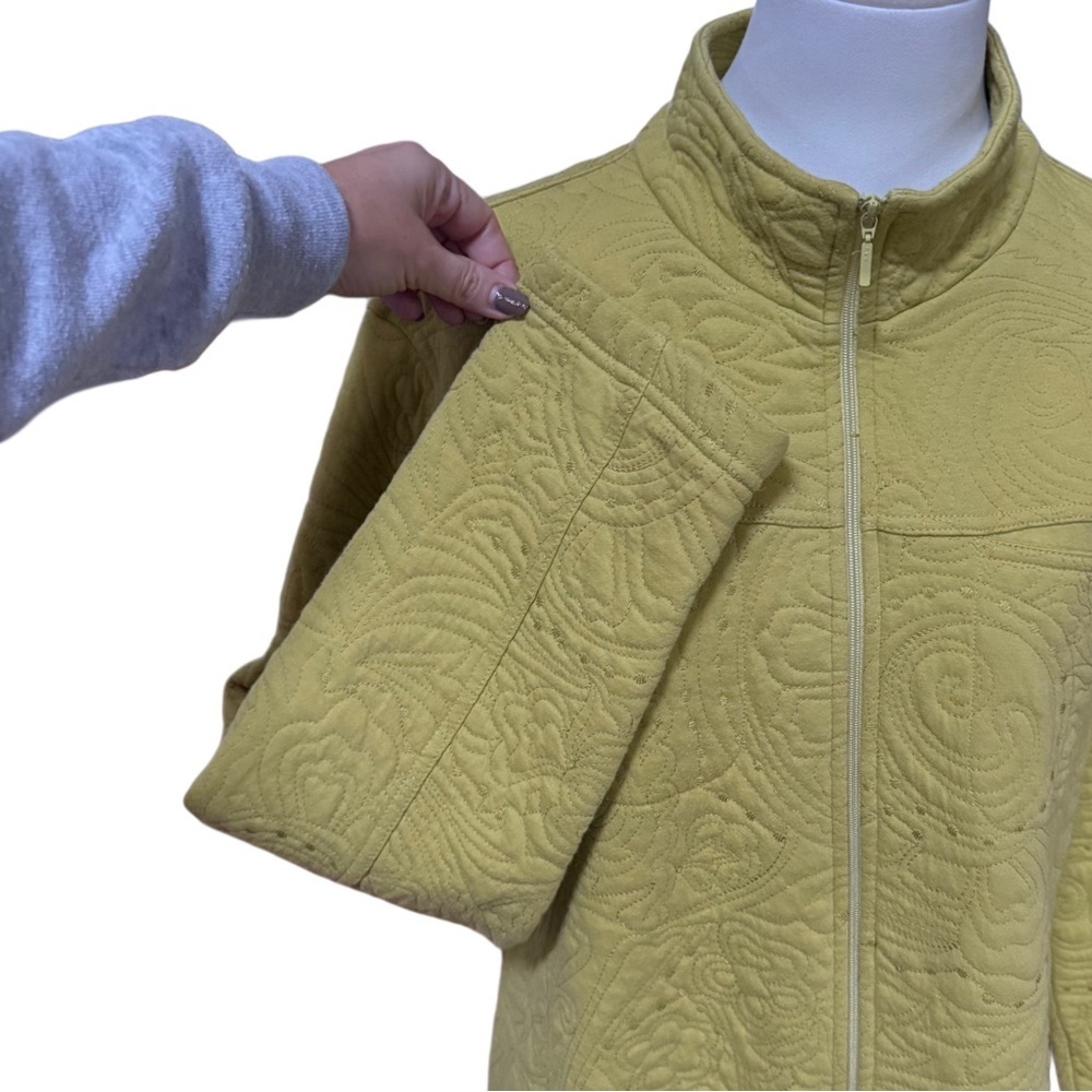 Chico's Embroidered Indie Boho Textured Spring Cotton Zip Up Jacket Shirt 2 - Picture 6 of 11